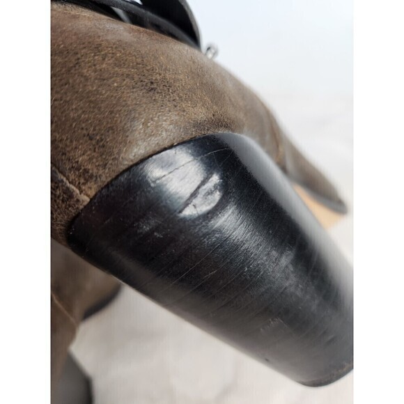 Rag & Bone Harrow Taupe Waxed Suede Stacked Heel Ankle Boot Booties, 38.5(8.5) - Picture 10 of 13